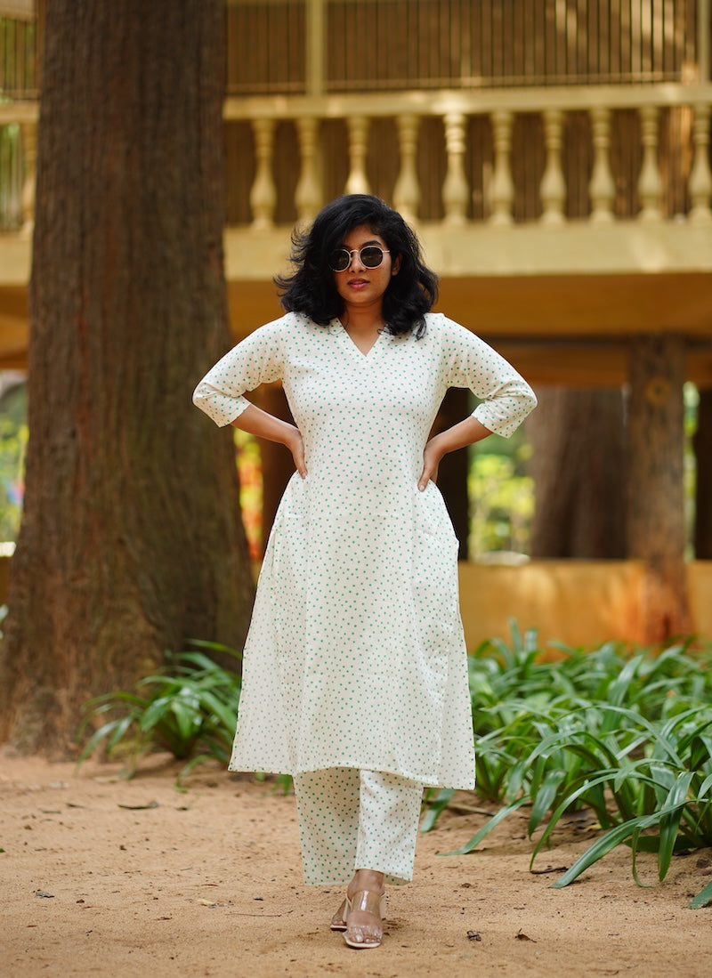 white cotton co-ord set