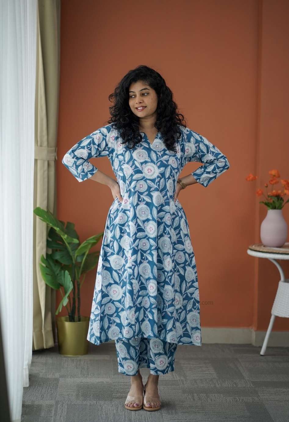 niva tealblue cotton co-ord set