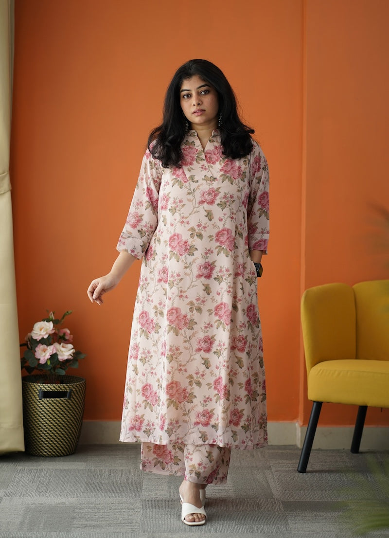 varang beige georgette co-ord set