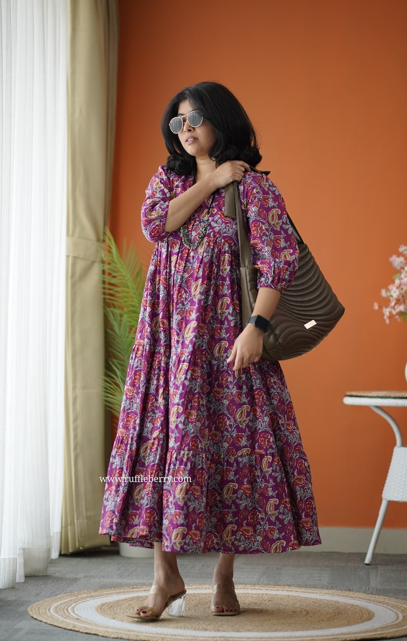 sunshine jamun cotton alia cut dress