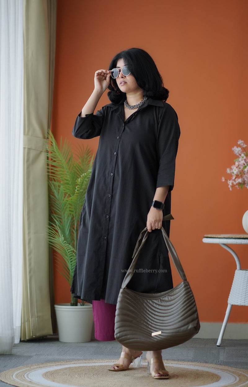 pyari black & burgundy cotton co-ord set