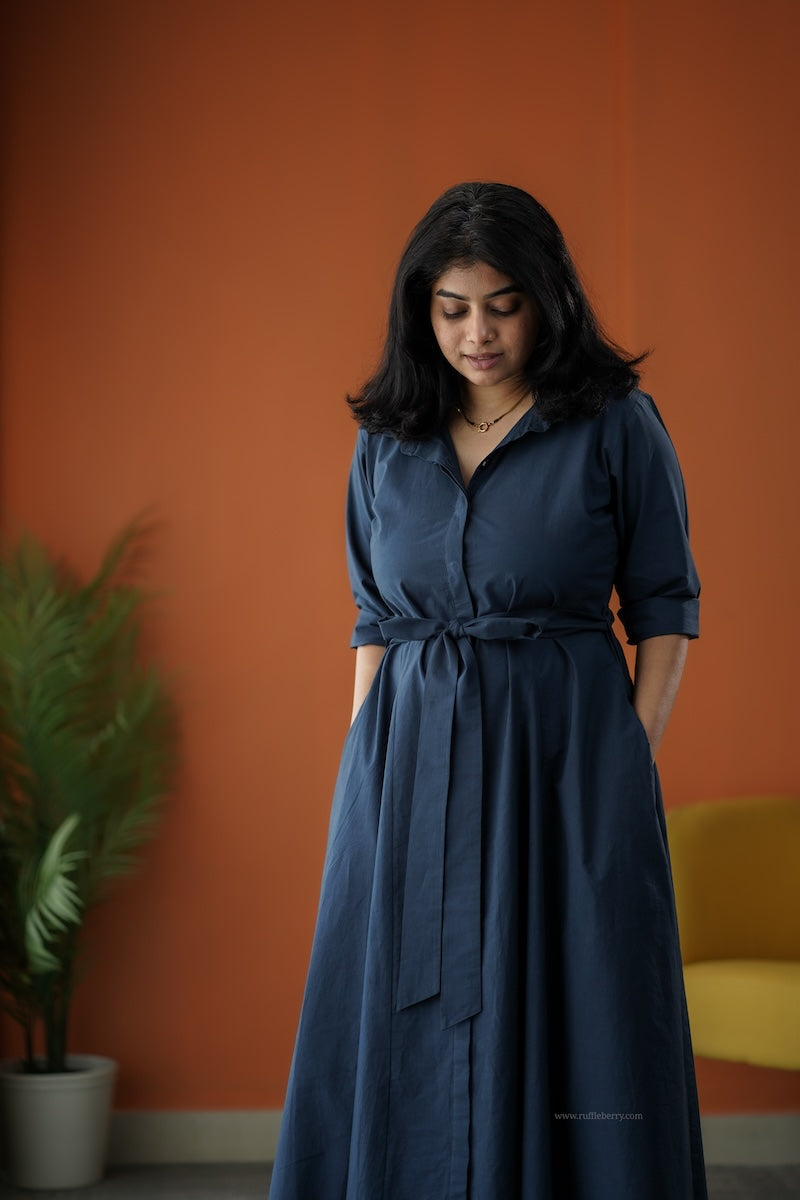 cindy cotton flared shirt dress