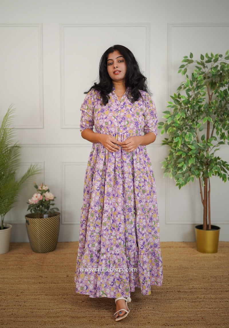 jasbi lavender georgette tier dress