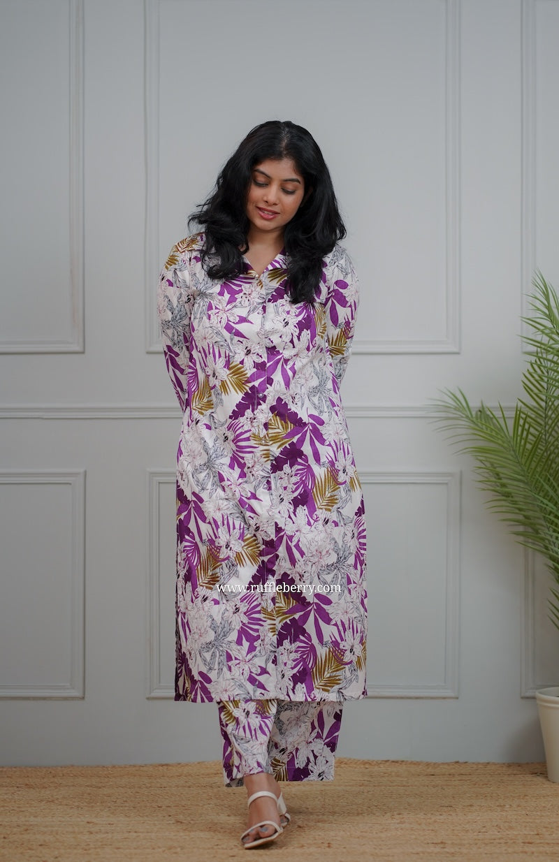 kanmani white floral cotton co-ord set