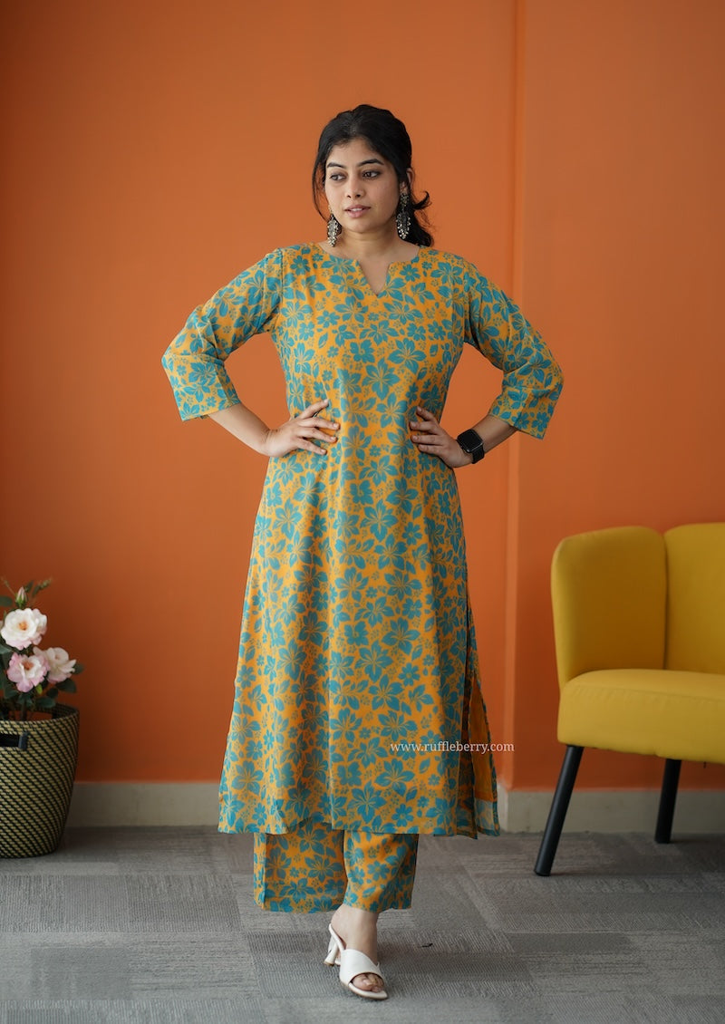 varang mustard georgette co-ord set