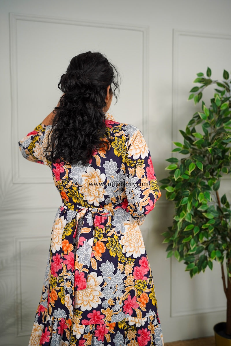 j-pop multifloral cotton shirt dress