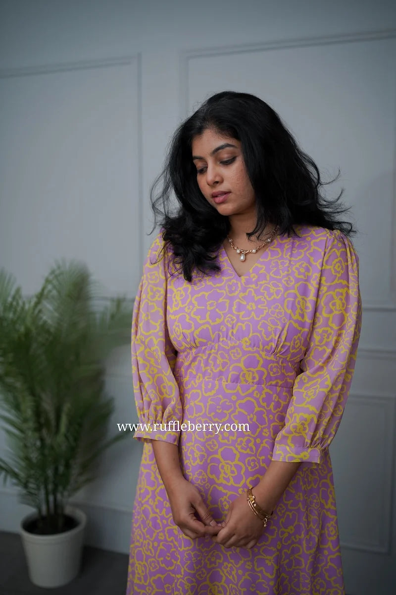 julia lavender georgette a-line dress