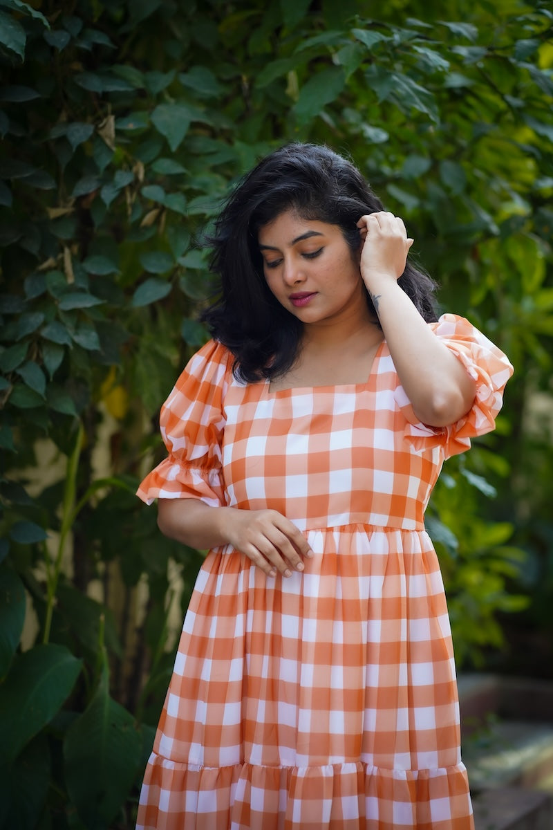 pari orange georgette dress