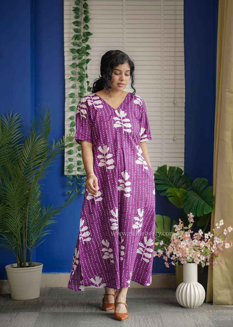 Augusta Purple Aline Cotton Dress