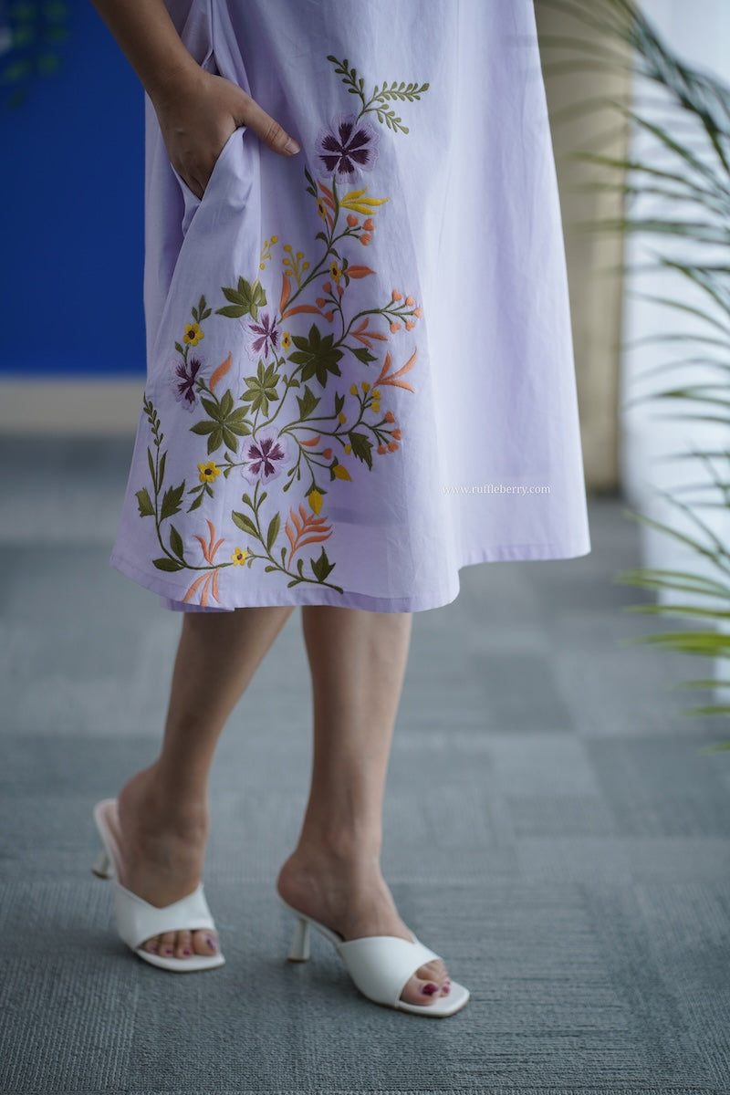 ruth embroidered cotton a-line dress