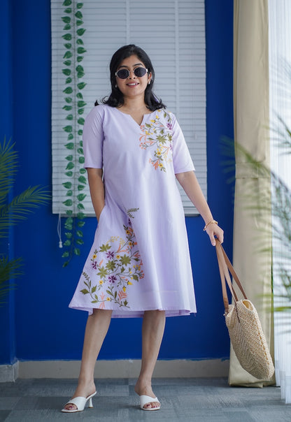 Ruth Embroidered Cotton A-line Dress