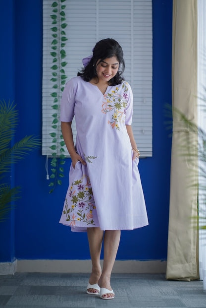 Ruth Embroidered Cotton A-line Dress
