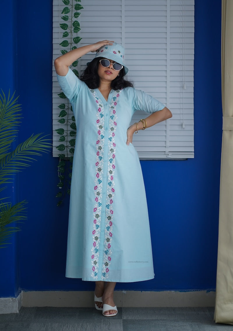 susie embroidered cotton a-line dress