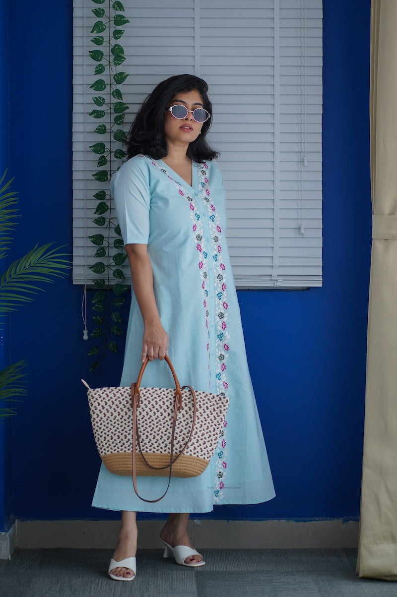 susie embroidered cotton a-line dress