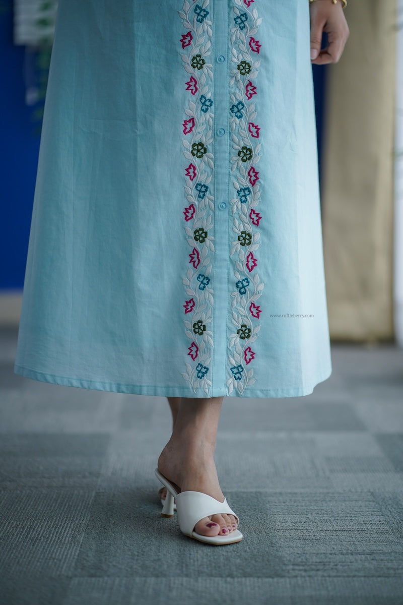 susie embroidered cotton a-line dress