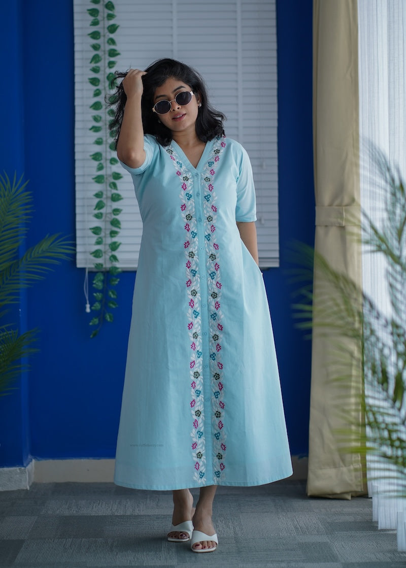 susie embroidered cotton a-line dress