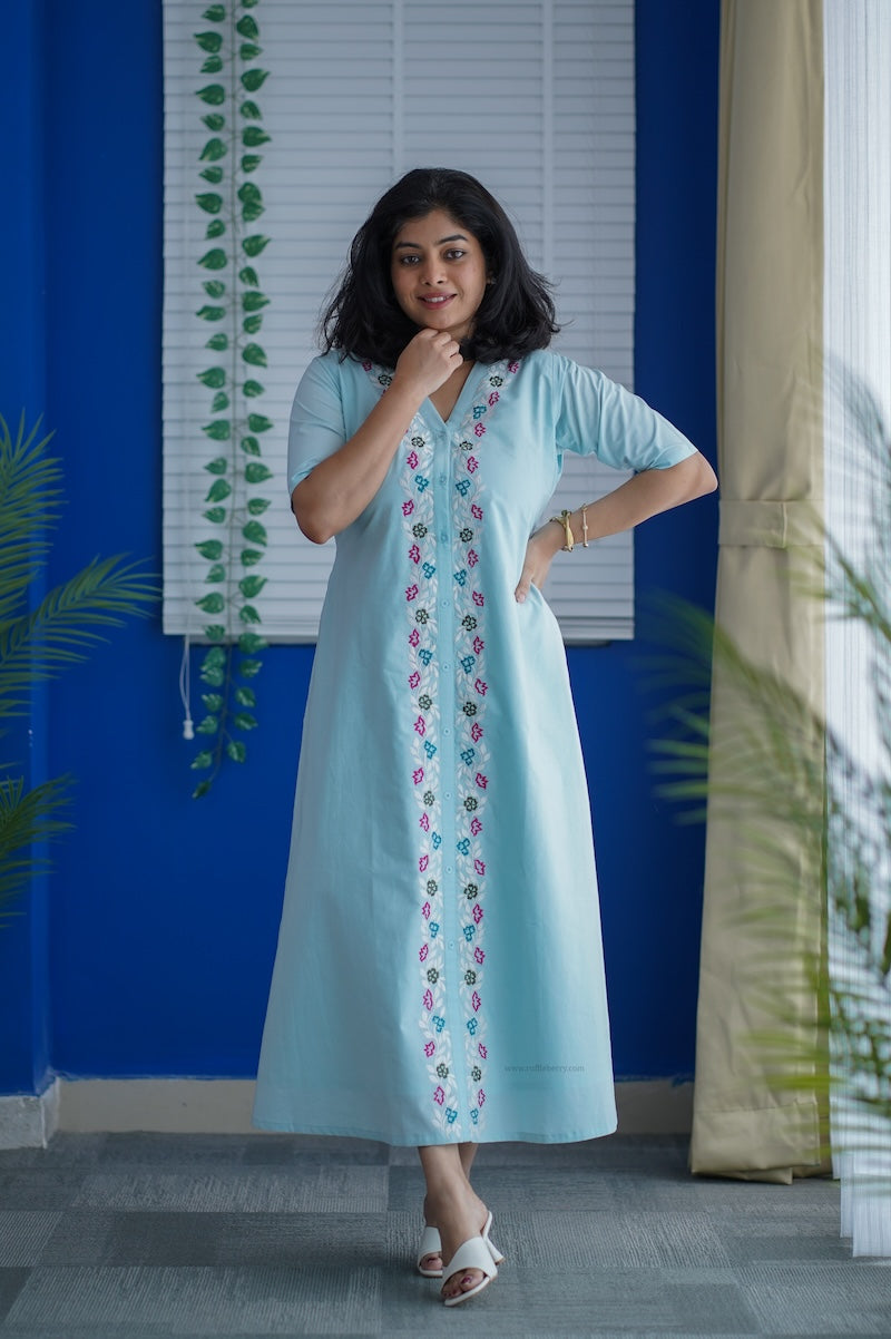 susie embroidered cotton a-line dress