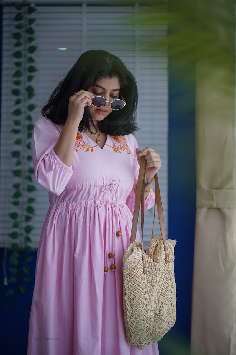 betty embroidered cotton a-line dress