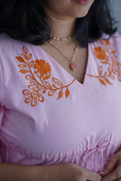 Betty Embroidered Cotton A-line Dress