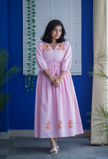 Betty Embroidered Cotton A-line Dress