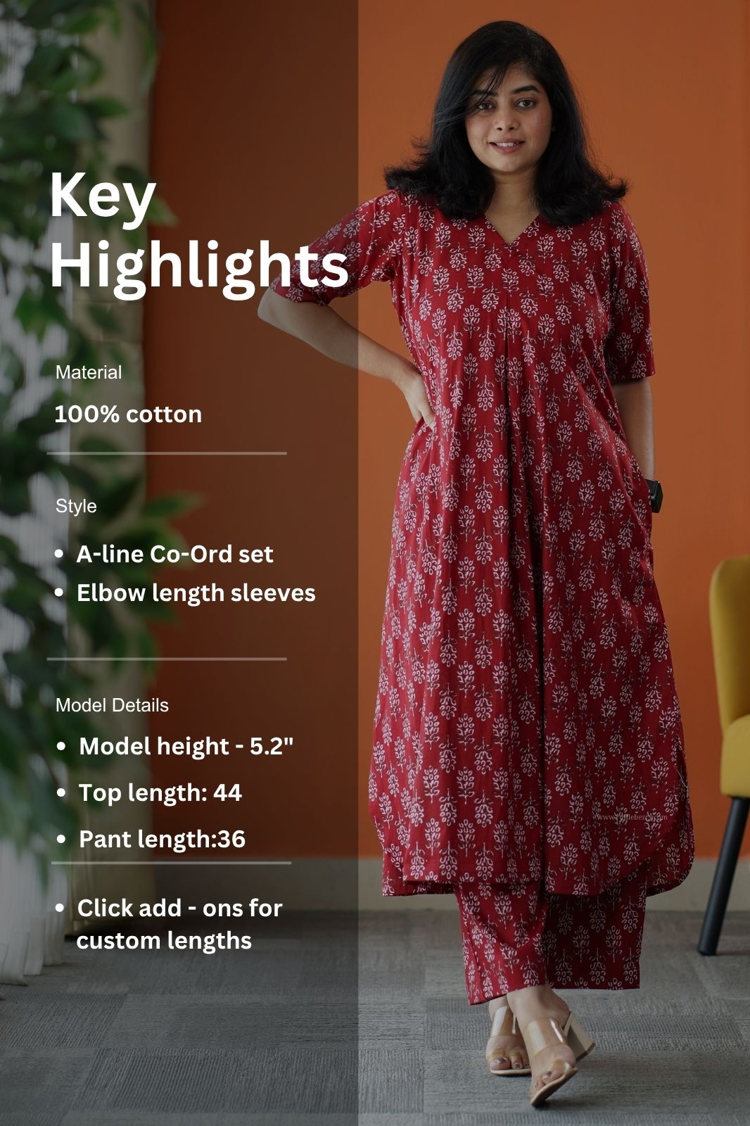 june red cotton co-ord set