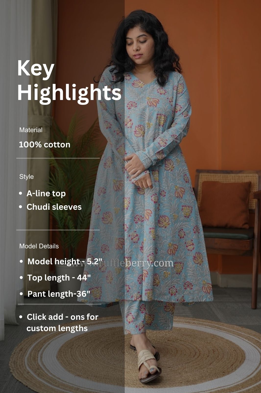 seher ice blue cotton co-ord set