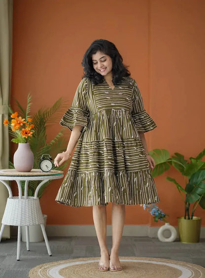 BarB OliveGreen Cotton Dress