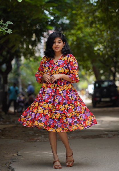 Maple Floral Georgette Dress