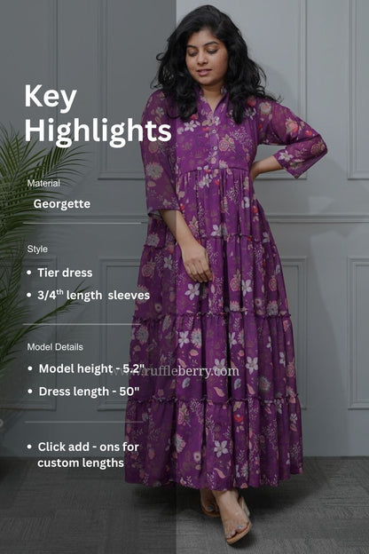 Marigold Magenta Georgette Tier dress