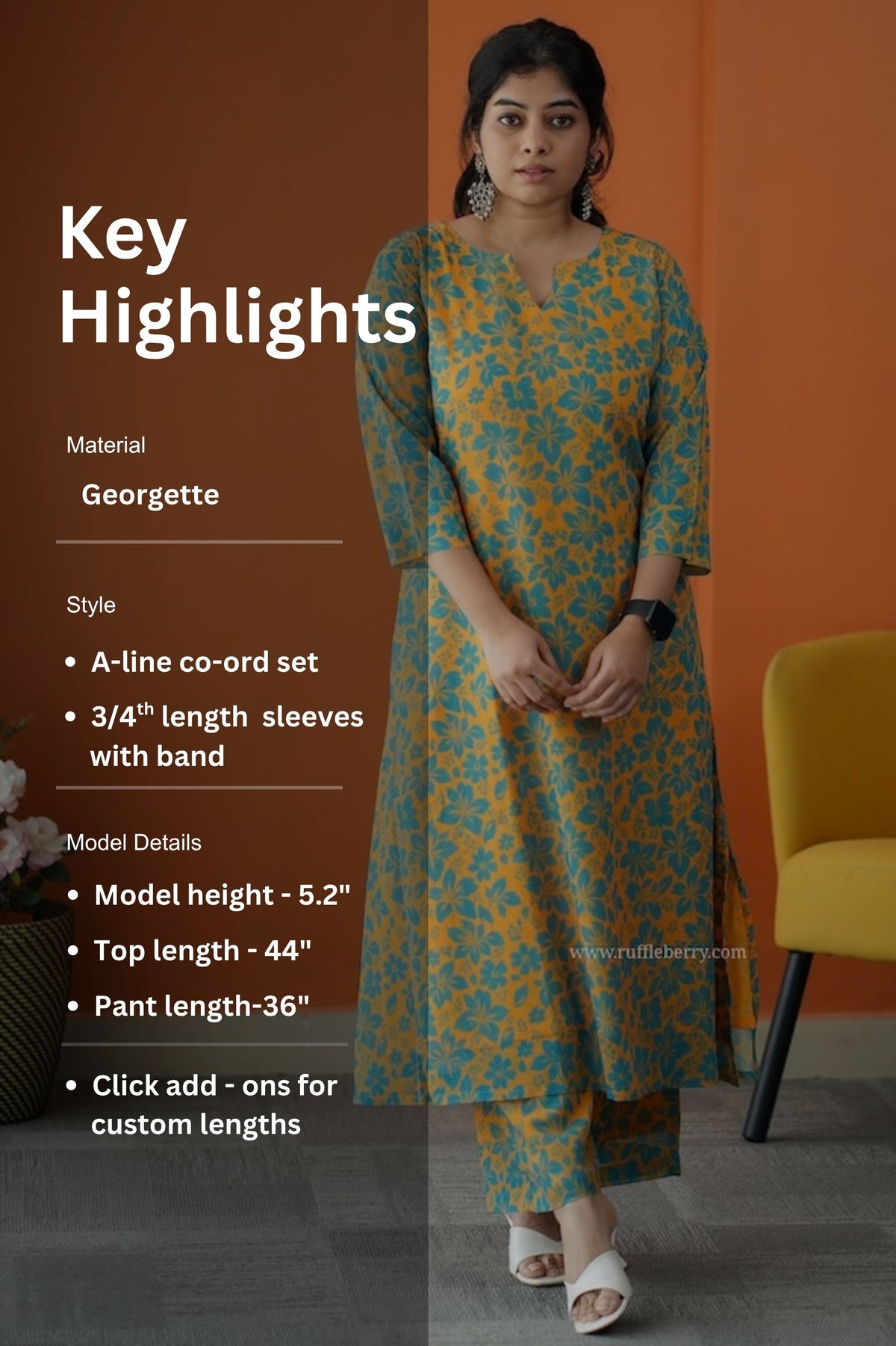 varang mustard georgette co-ord set