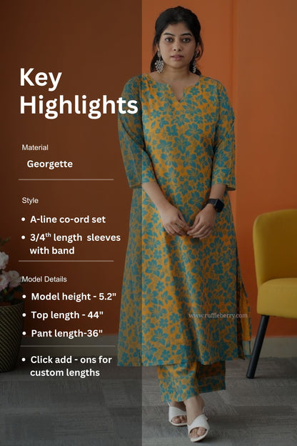 Varang Mustard Georgette Co-ord Set