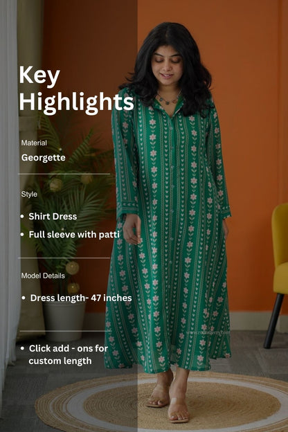 Elsa Green Shirt Georgette Dress
