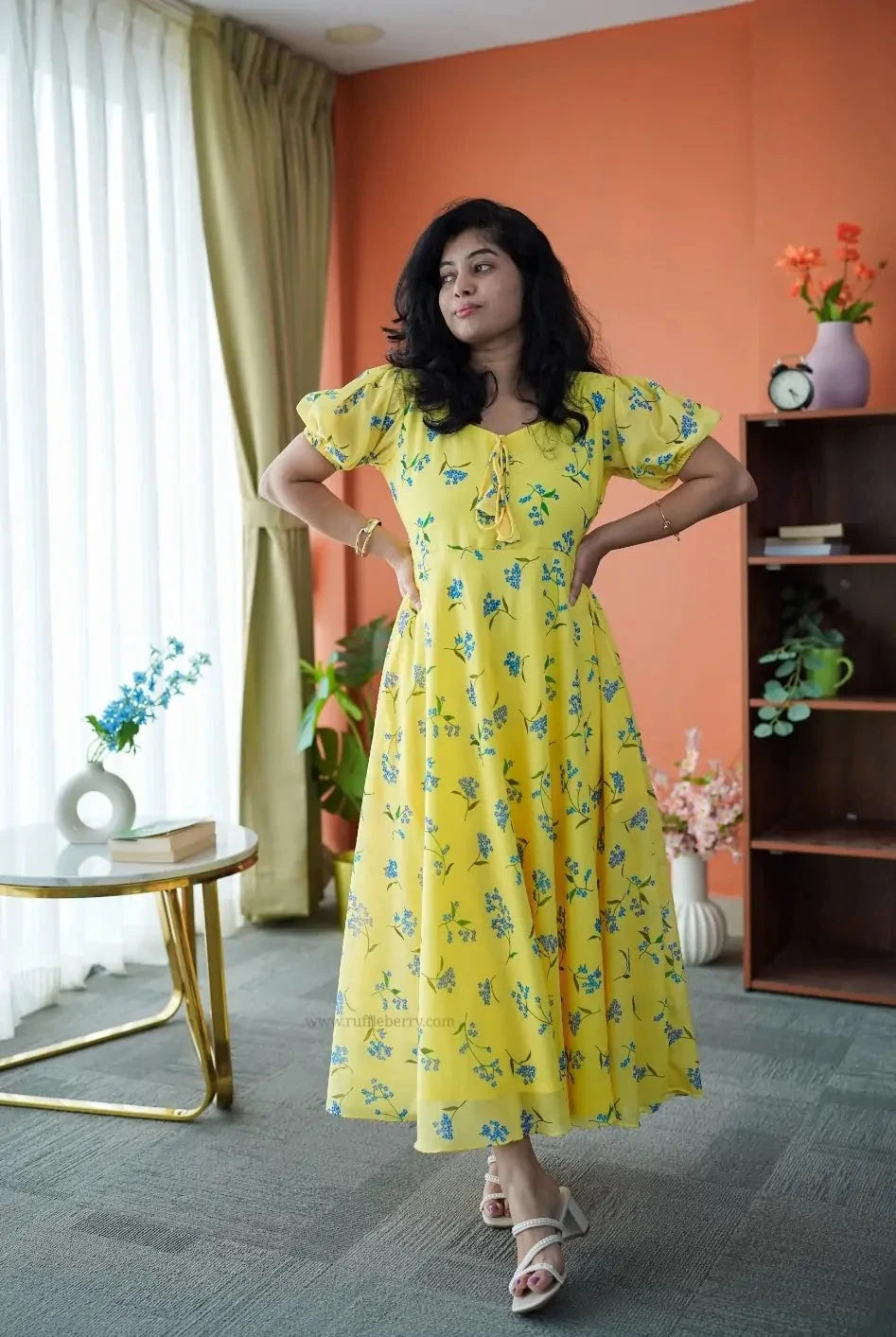 niva butteryellow georgette dress