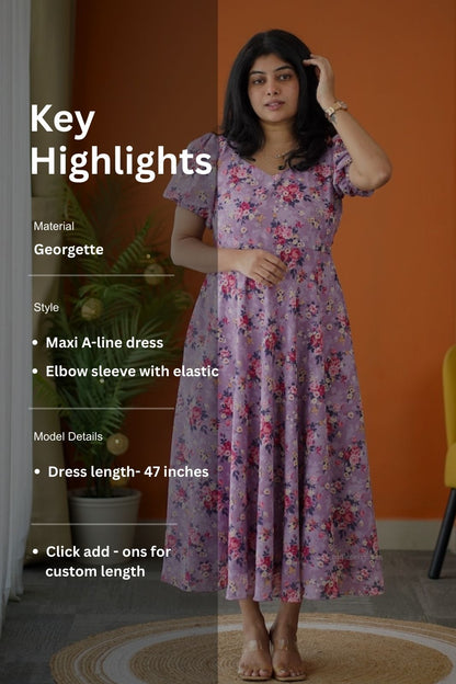 Elsa Lavender Georgette Fit & Flare Dress