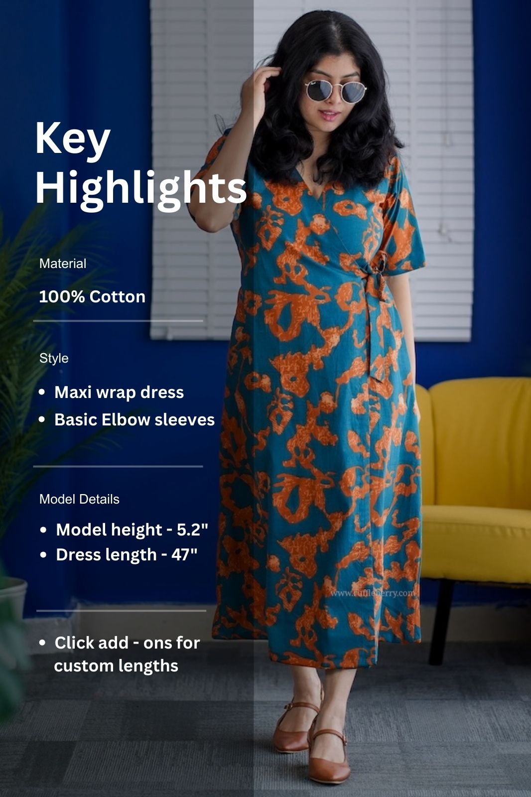 matcha cotton wrap dress