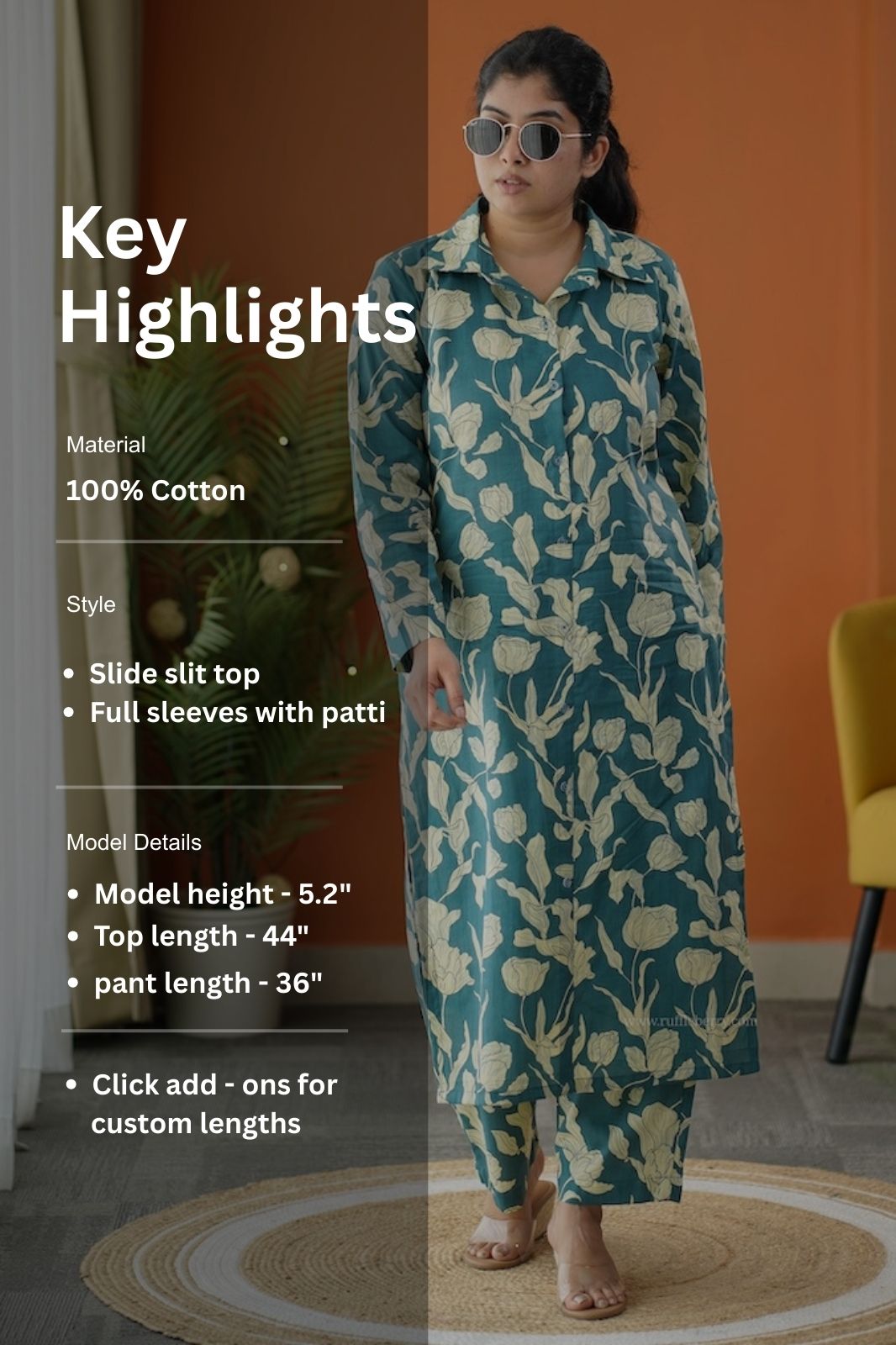 sapna teal blue cotton co-ord set