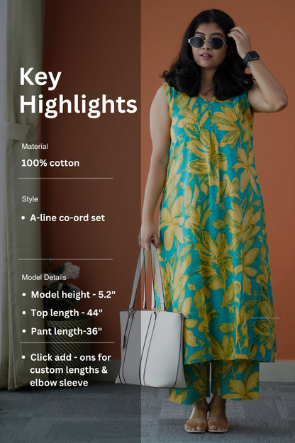 Julie Turquoise Cotton Co-ord Set