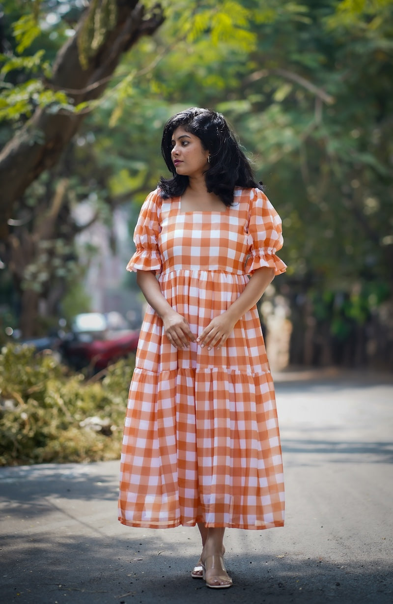 pari orange georgette dress