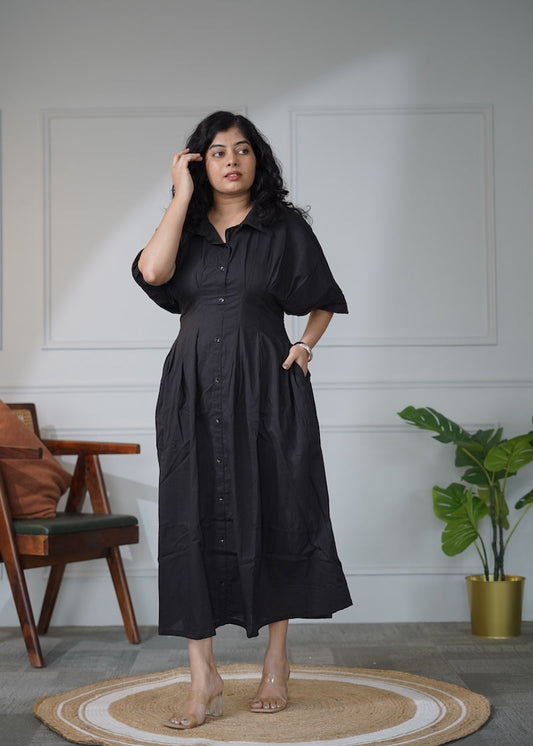 Elira PitchBlack Cotton Dress