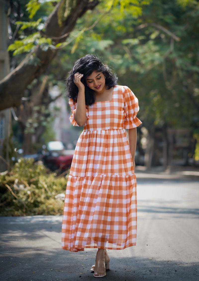 pari orange georgette dress