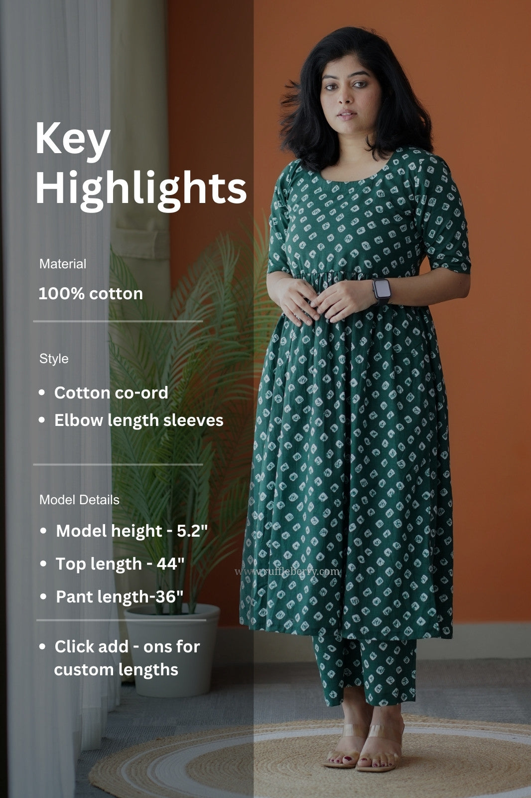 pyari green cotton co-ord set