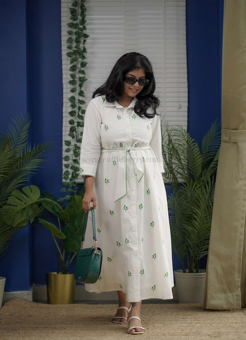 eden embroidered cotton shirt dress