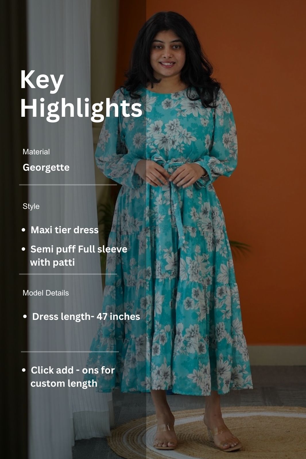 elsa sea mist georgette tier dress