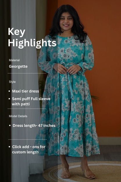 Elsa Sea Mist Georgette Tier Dress