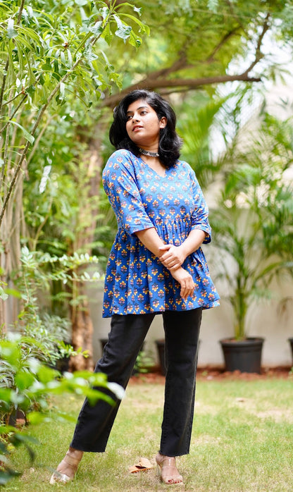 Angrakha Pleated Short Kurti