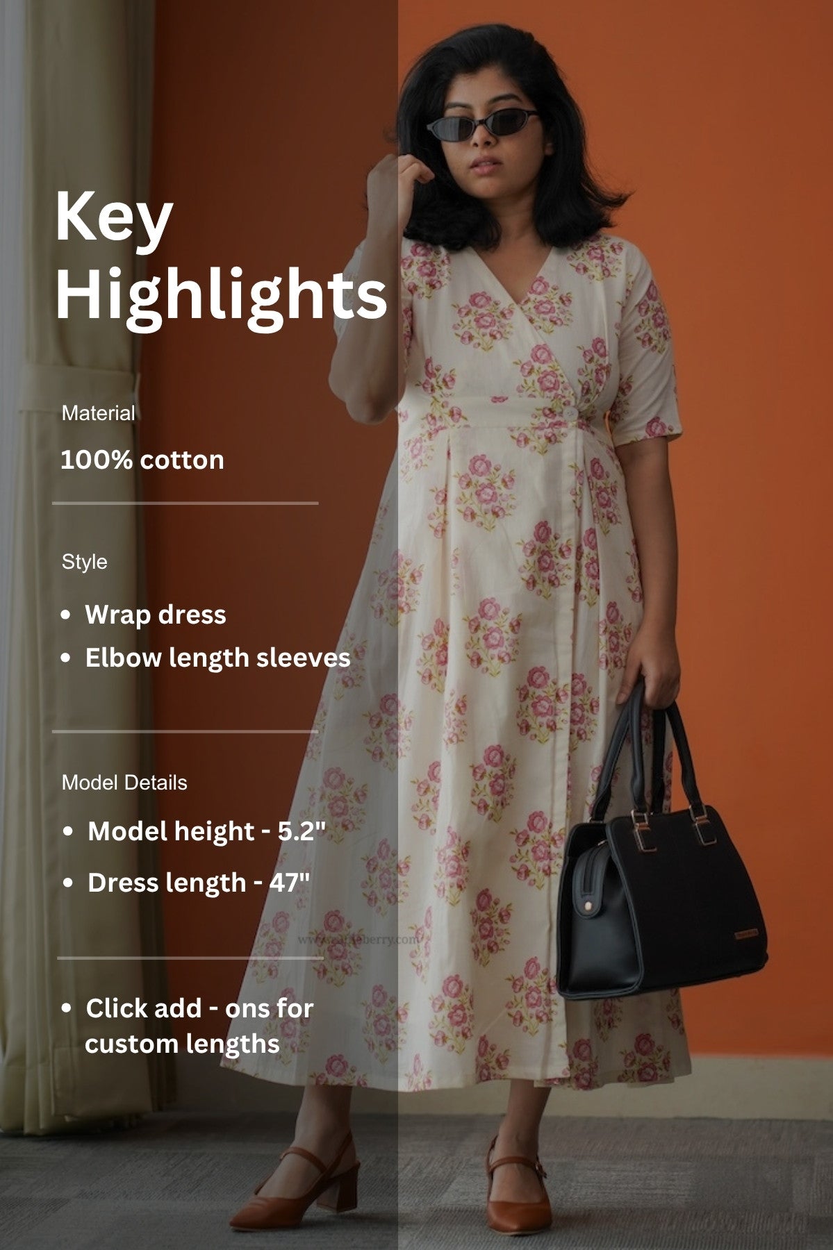 hazelshine off-white cotton button wrap dress