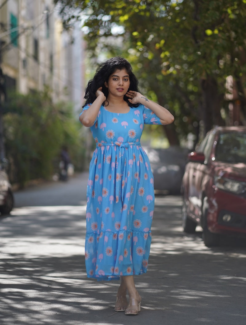 Classic Blue Georgette Dress