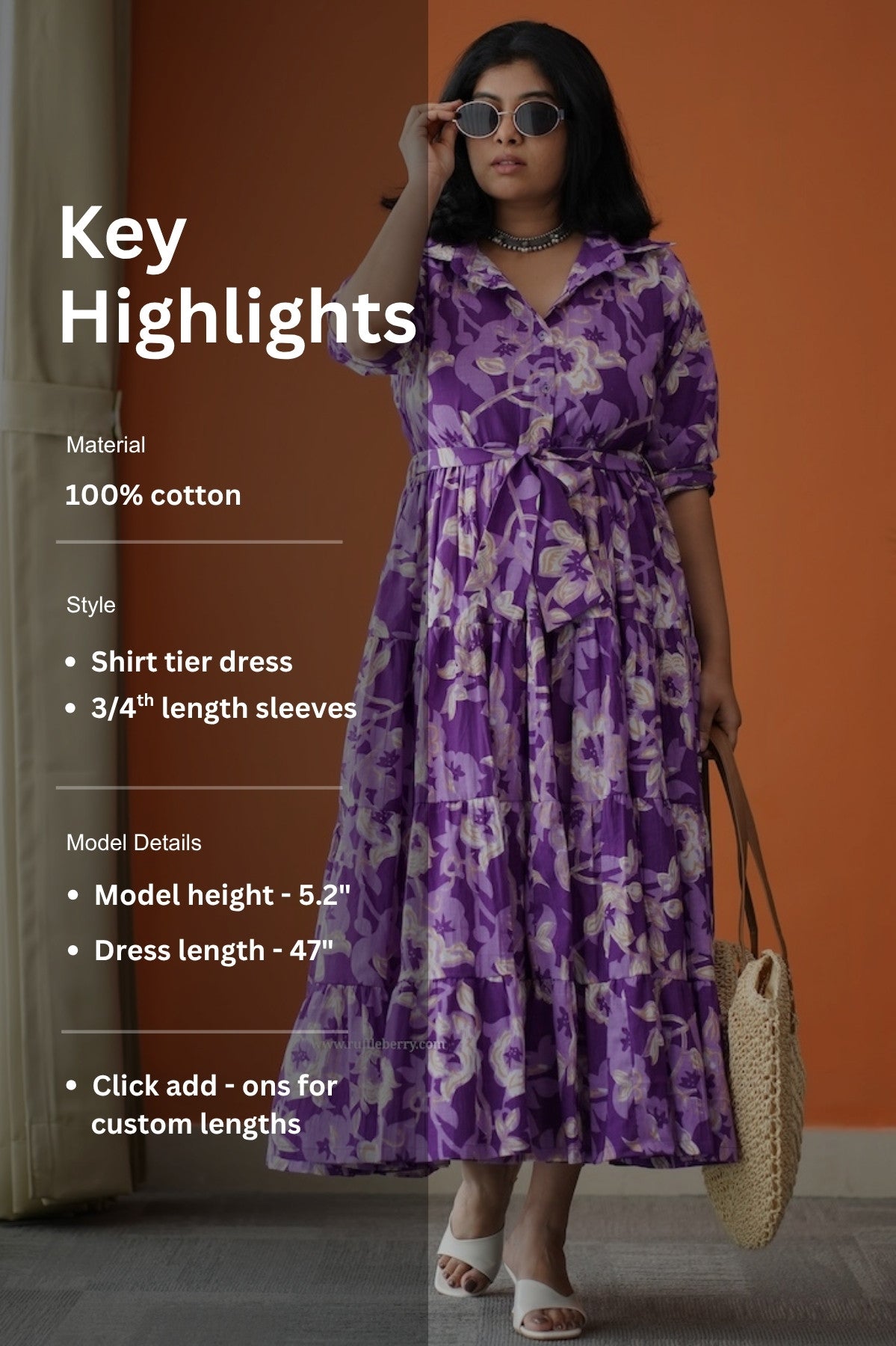 hazelshine violet cotton shirt tier dress