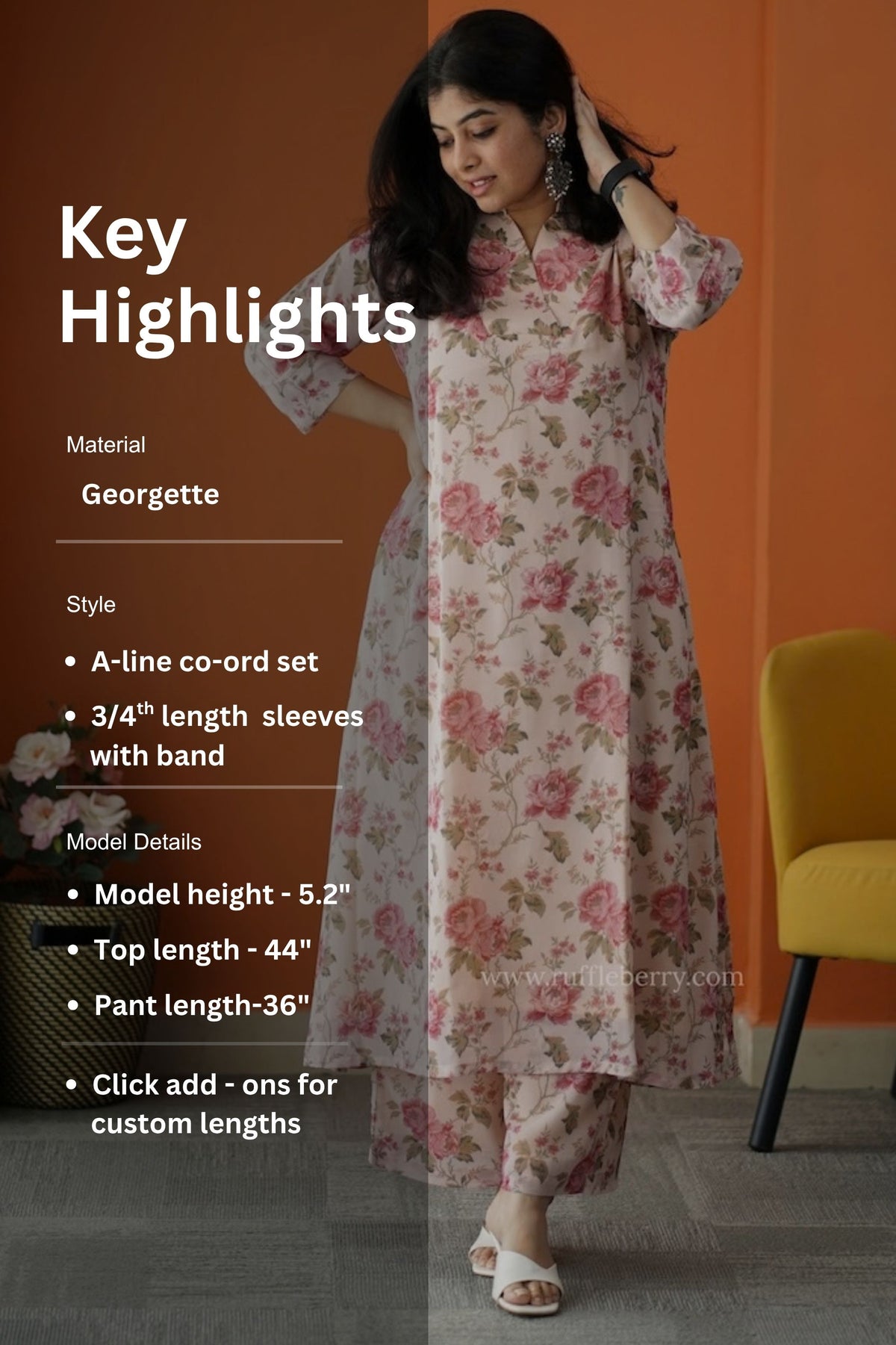 varang beige georgette co-ord set