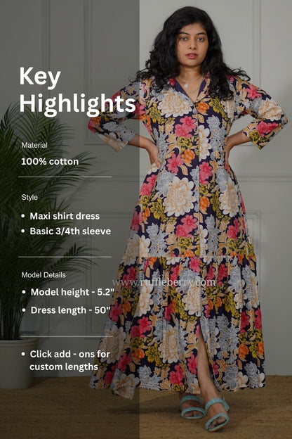 J-POP Multifloral Cotton Shirt Dress